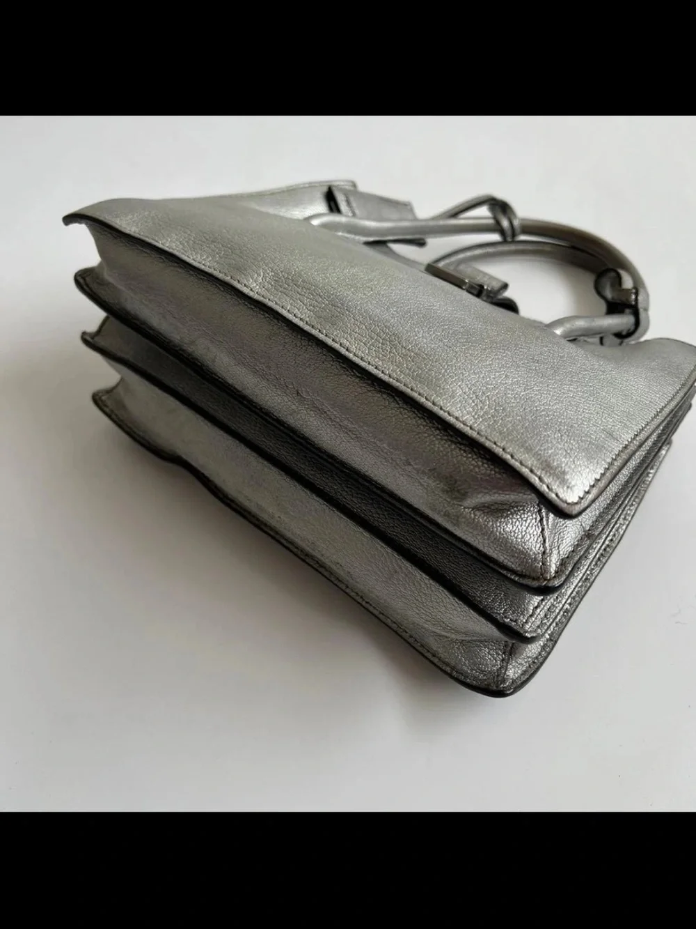 Miu Miu Metallic Silver Leather Satchel
